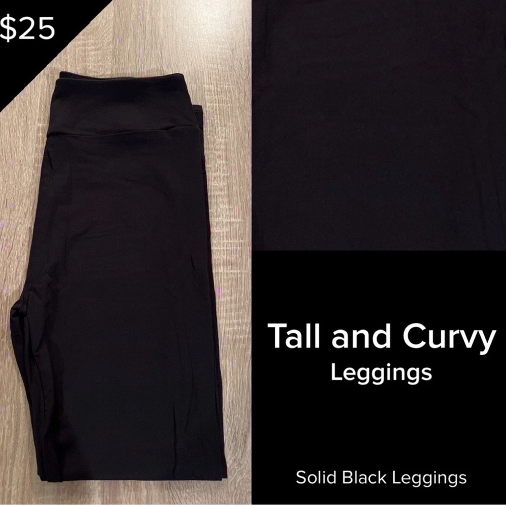 BRAND NEW LuLaRoe Solid Black Leggings Tall and Curvy TC Fits Sizes 12-18